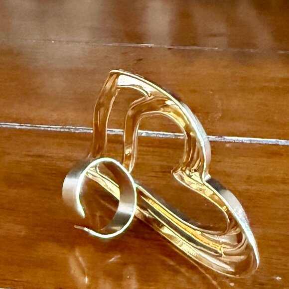NEW Exaggerated Large Hollow Double Hearts Adjustable Ring - Picture 6 of 8